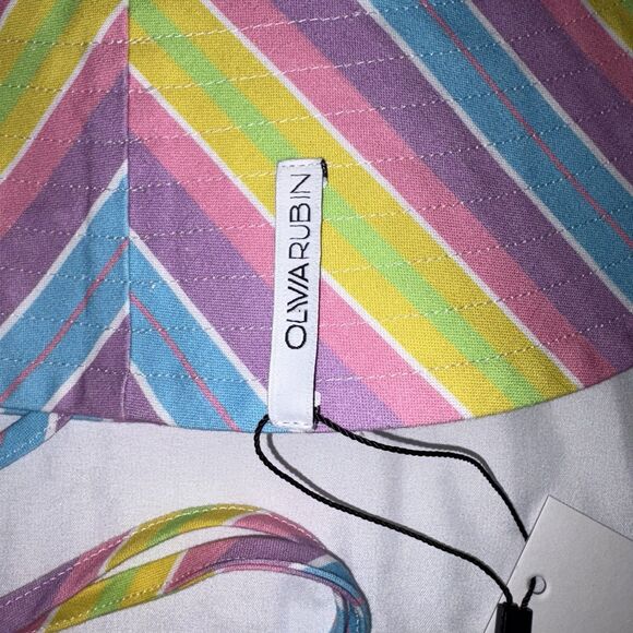 OLIVIA RUBIN Zanna Bucket Hat Bright Candy Stripe NWT One Size Cotton - Picture 7 of 11